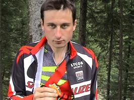 Tao enjoys his lunch - standing up - in the woods above the River Aare, 17.7 miles from Brienz and 1131m above sea level